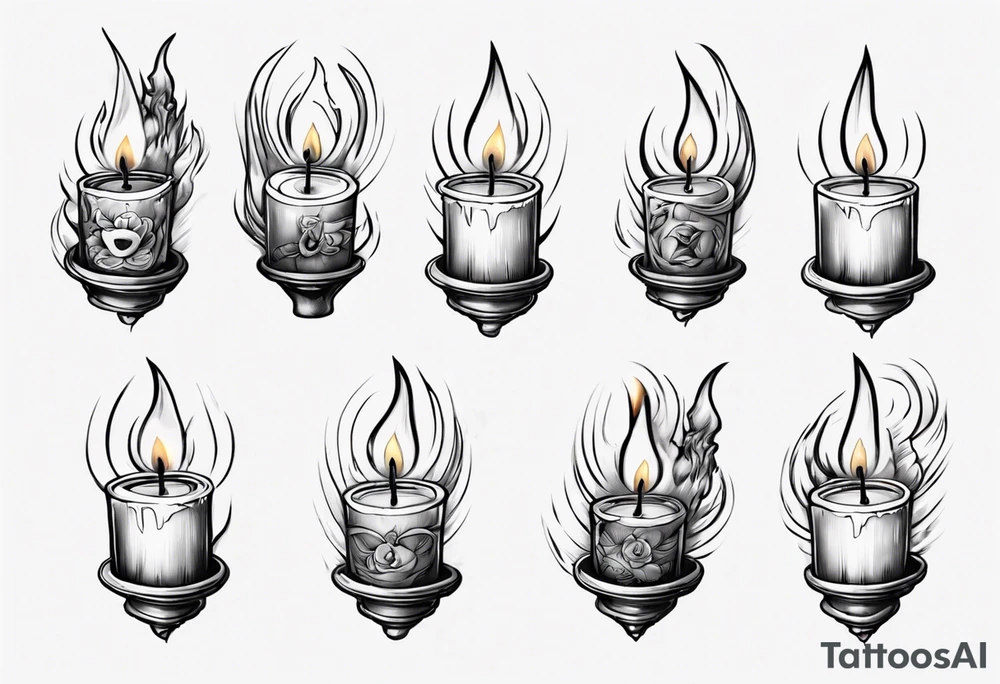 Burning candle in finger loop holder tattoo idea