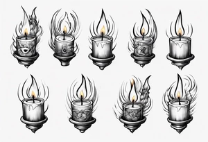 Burning candle in finger loop holder tattoo idea