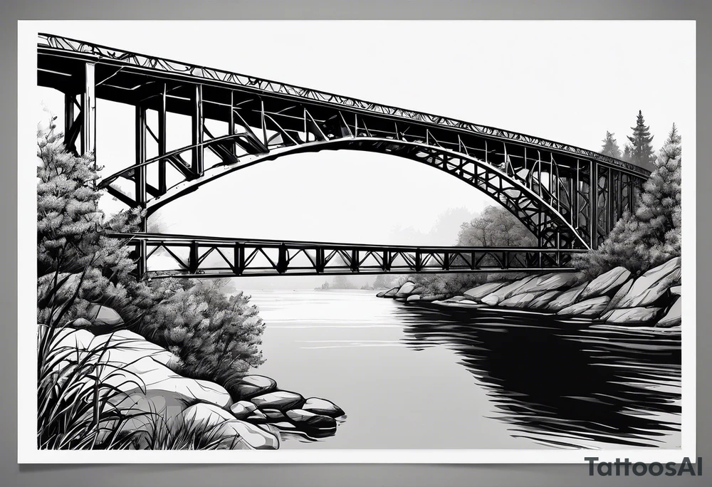 view from under steel truss cantilever bridge tattoo idea view from under steel truss cantilever bridge tattoo idea