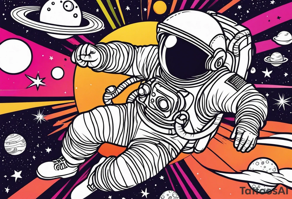 an astronaut floating through space tattoo idea