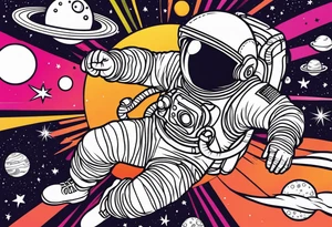 an astronaut floating through space tattoo idea