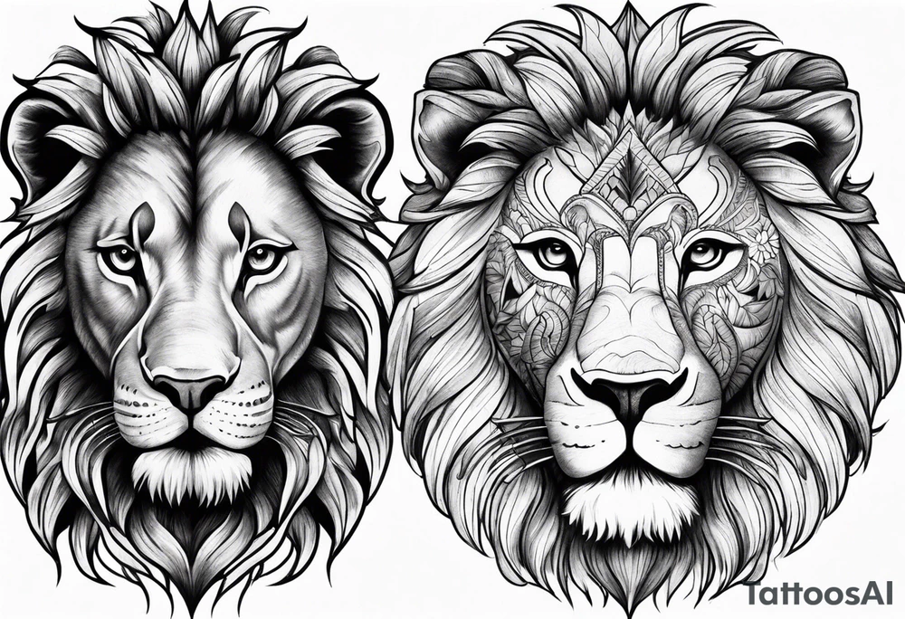 Lion involving Hawaiian water symbol tattoo idea