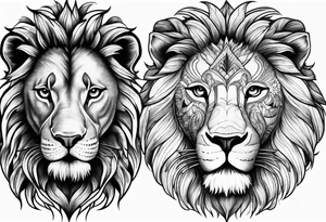 Lion involving Hawaiian water symbol tattoo idea