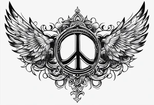 Forearm symbol of war and peace horizontal 30x8cm tattoo idea