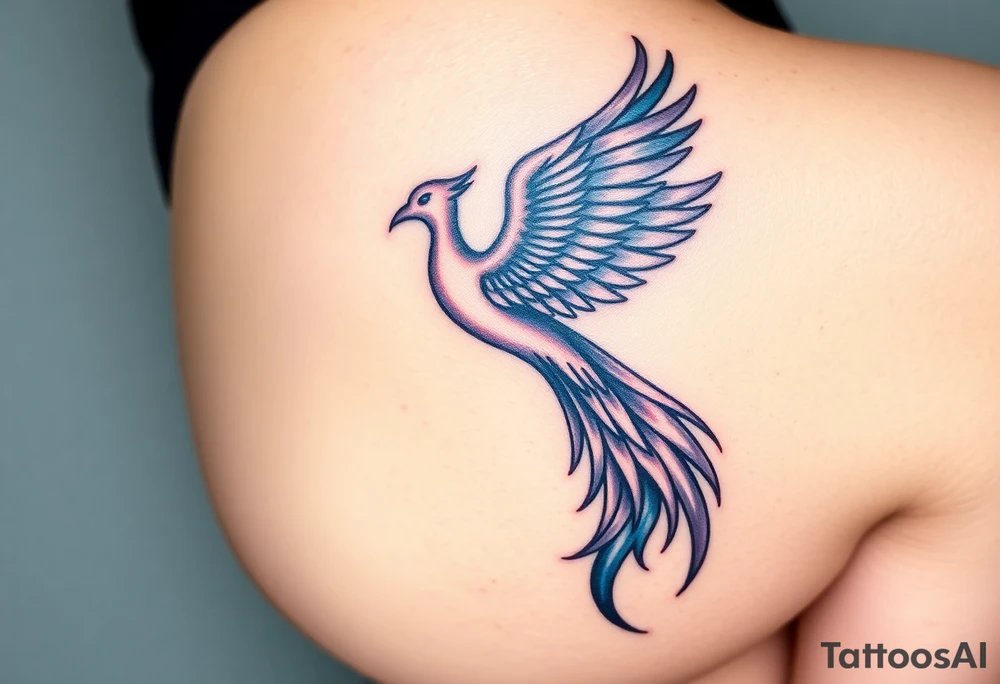 My wife is looking to get a tattoo of a phoenix on her thigh. She wants it beautiful, in color, and potentially flying out of ashes upwards. A quote she likes is "it's time I break my chains and run with the giants" to go with it. So if that gives any new inspiration to it, please be creative and make the best looking tattoo possible! tattoo idea