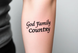 God family country written in Greek tattoo idea