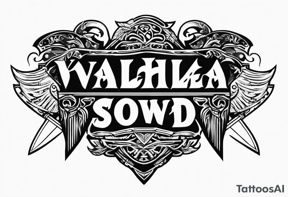 Valhalla axe sword tattoo idea