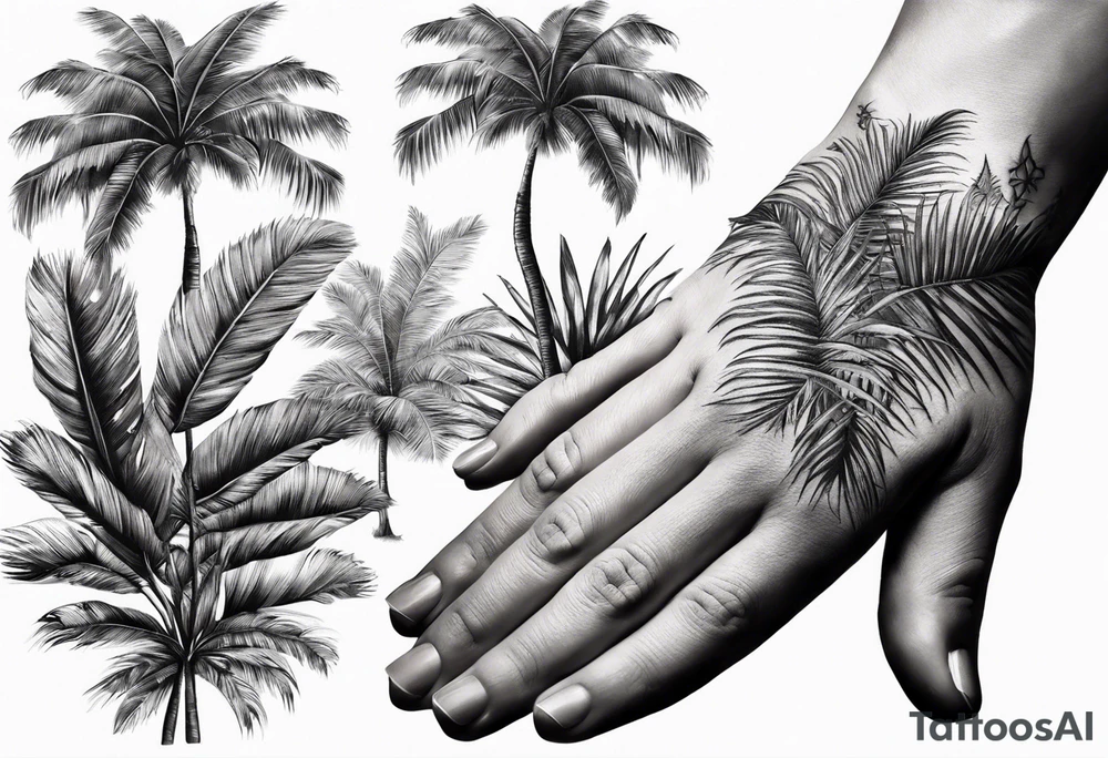 tree palm but instead of leaves there are palms (part of hand) tattoo idea