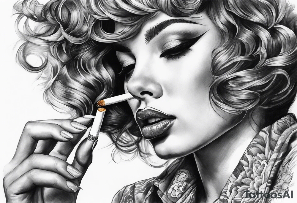 Draw me black smoke coming out of a cigarette tattoo idea