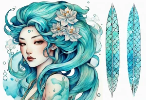 A beautiful undine with turquois scales. tattoo idea