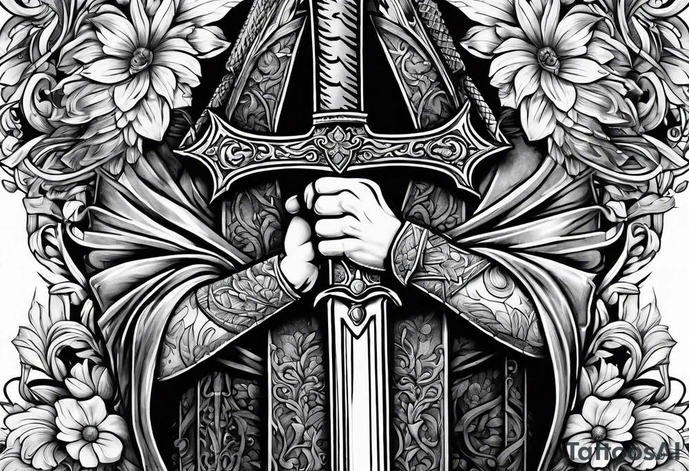 Sword, Bible, love tattoo idea