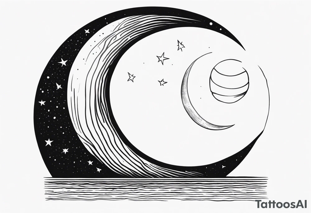something with the moon and ocean very small half moon maximum 4cms tattoo idea