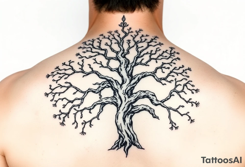 Japanese style tree of life tattoo idea