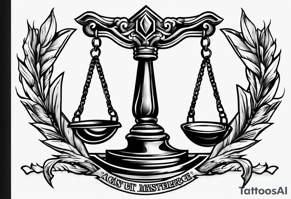 justice emblem with knife and scale tattoo idea