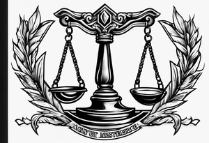justice emblem with knife and scale tattoo idea