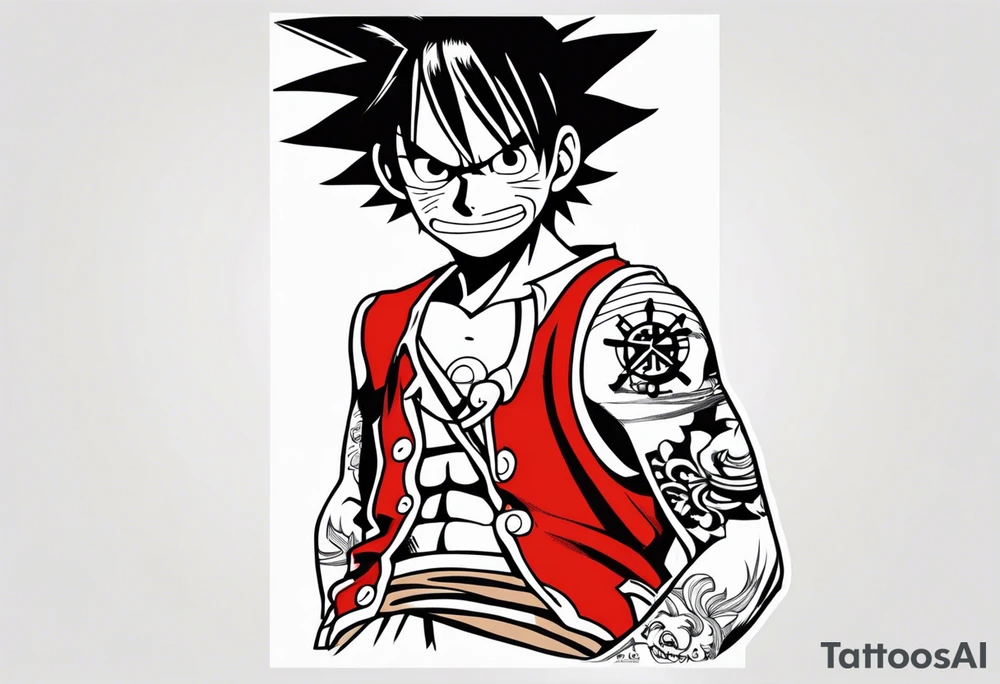 Luffy half normal half gear 5 tattoo idea