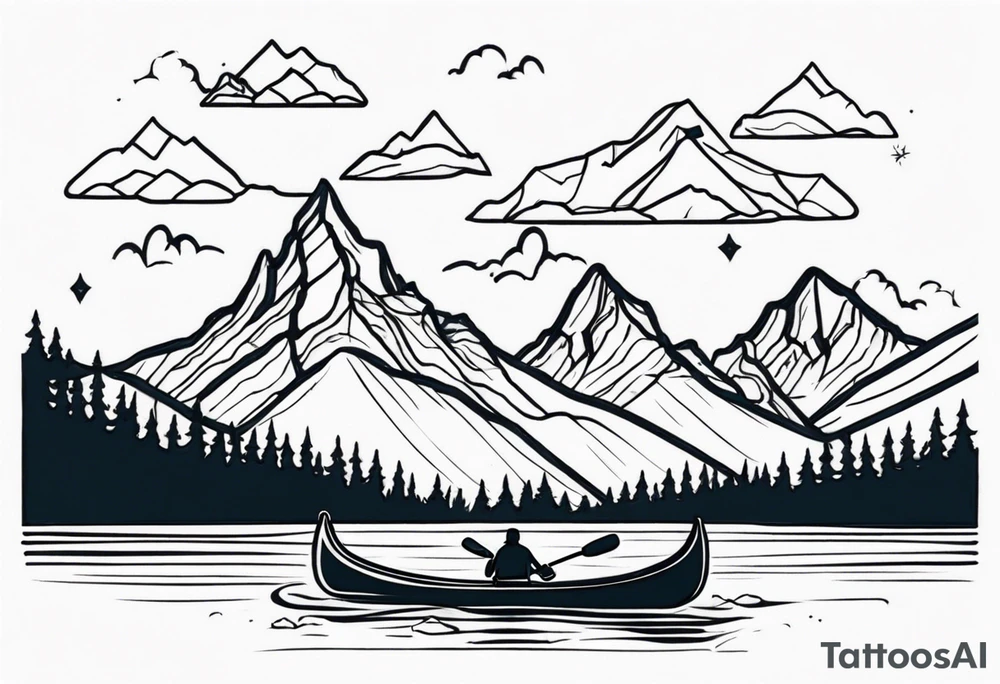 Canoe mountains tattoo idea