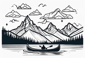 Canoe mountains tattoo idea