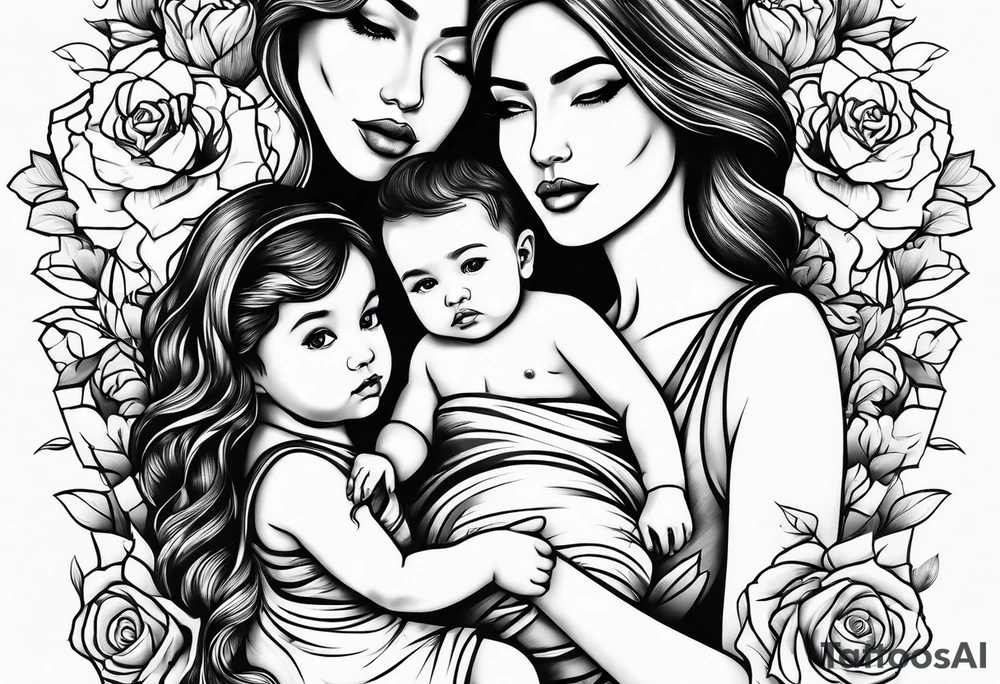 Motherwith 3 daughtersbaby tattoo idea