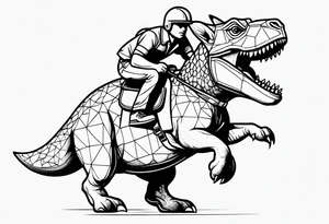 Frenchie riding dinosaur tattoo idea