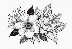 enredaderas con Flores y Hojas a Color tattoo idea