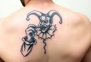 jester smoking and drinking in the other hand tattoo idea