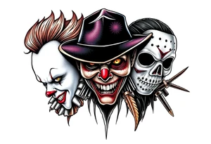 Pennywise, Freddy Krueger, Michael Meyers, jason voorhees, and chucky tattoo idea