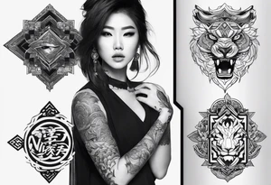 I want asian tattoos with themes combine from V8 culture tattoo idea