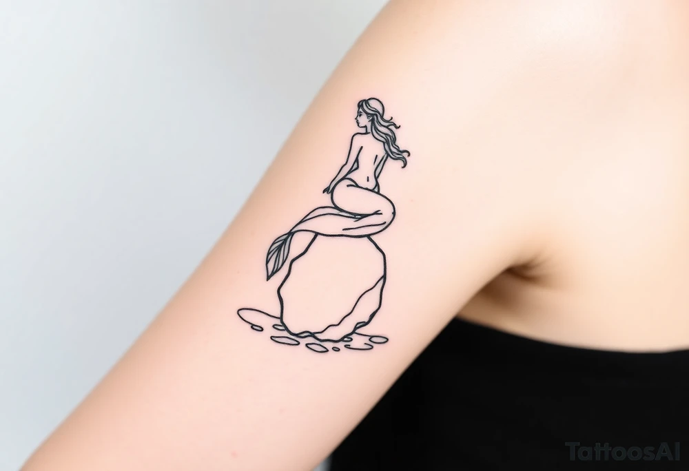 mermaid above water sitting on rock tattoo idea