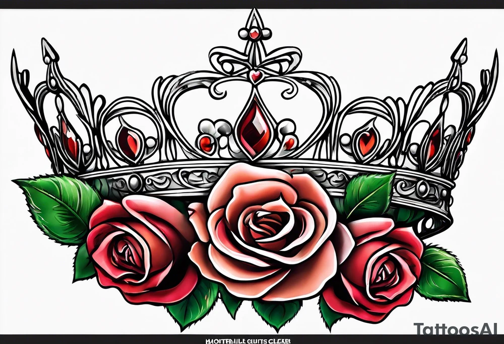 the rose queen's crown with a heart tattoo idea