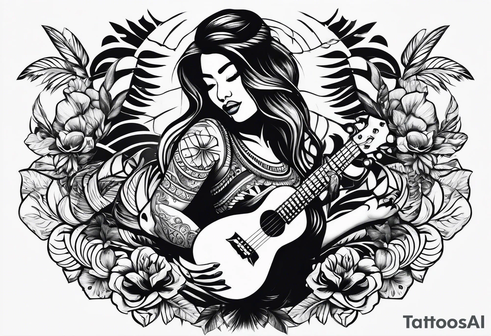 vahine who dance with ukulele tattoo idea