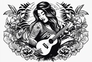 vahine who dance with ukulele tattoo idea