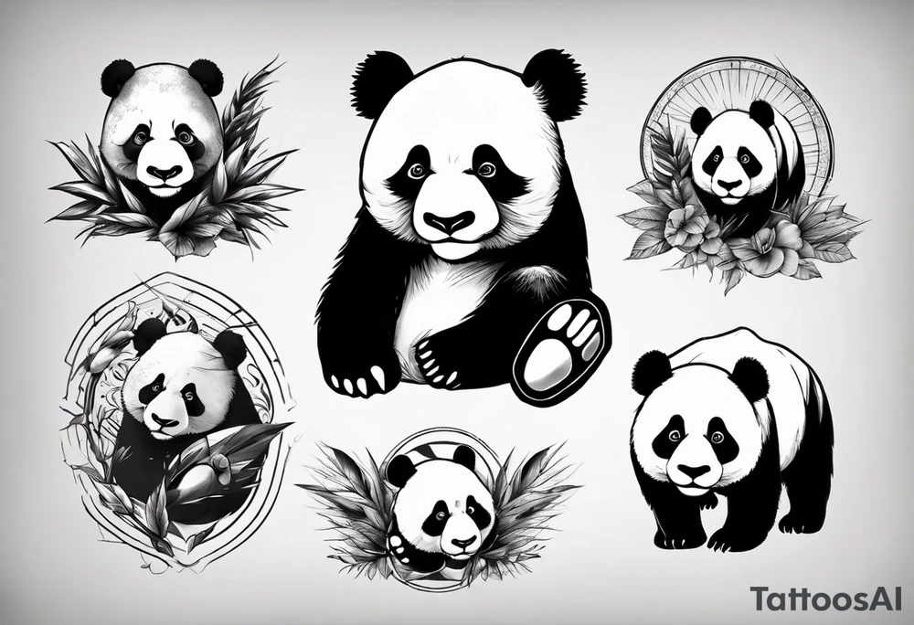 Panda with background tattoo idea