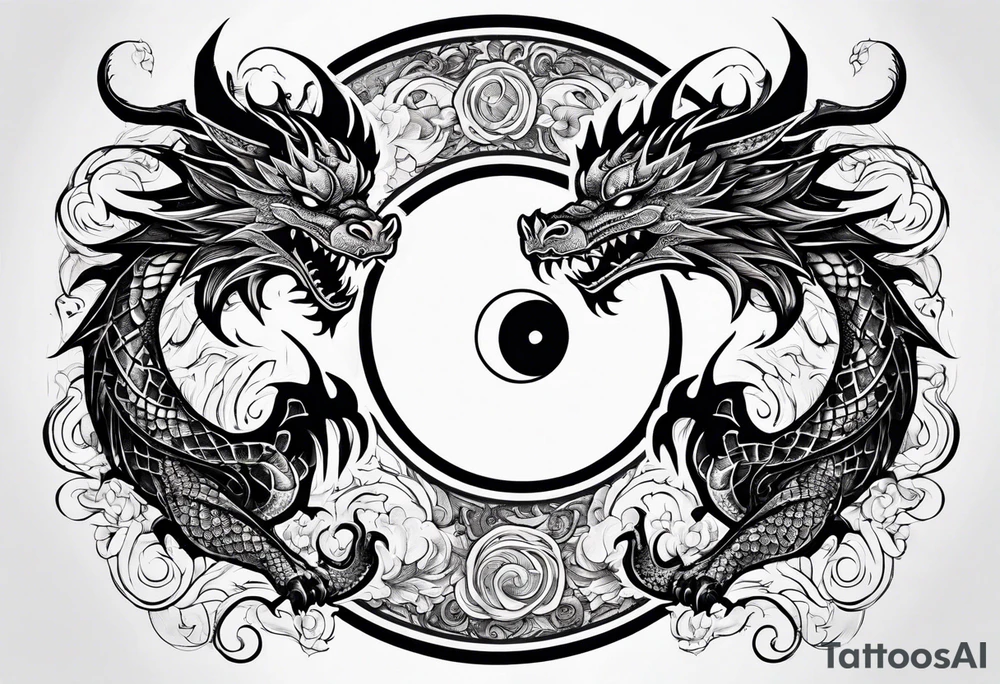 dragons in a yin and yang shape tattoo idea