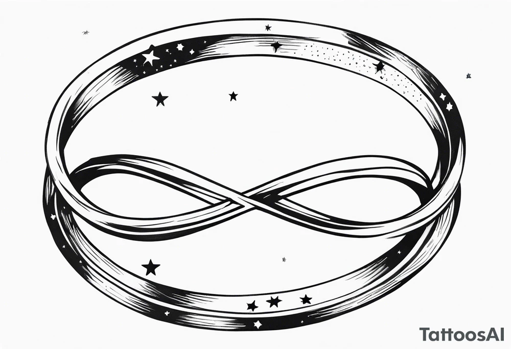 Small Infinity ring with stars tattoo idea