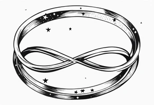 Small Infinity ring with stars tattoo idea