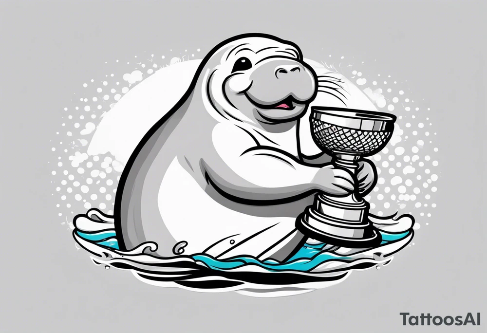 Manatee holding the Stanley Cup tattoo idea