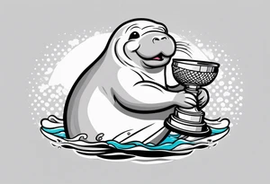Manatee holding the Stanley Cup tattoo idea