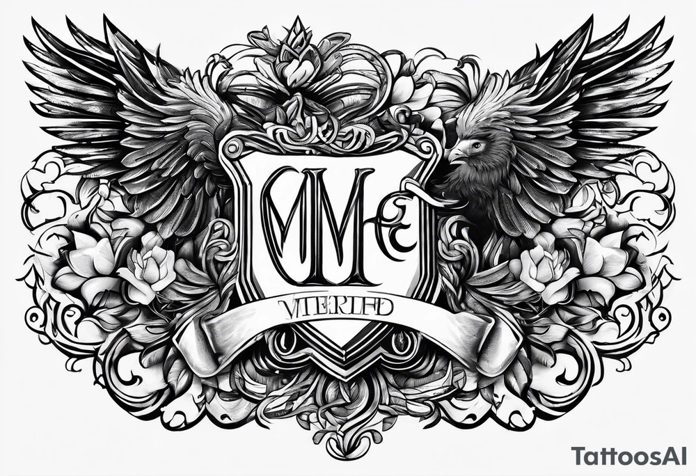 Crest with kids names tattoo idea