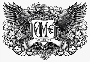 Crest with kids names tattoo idea