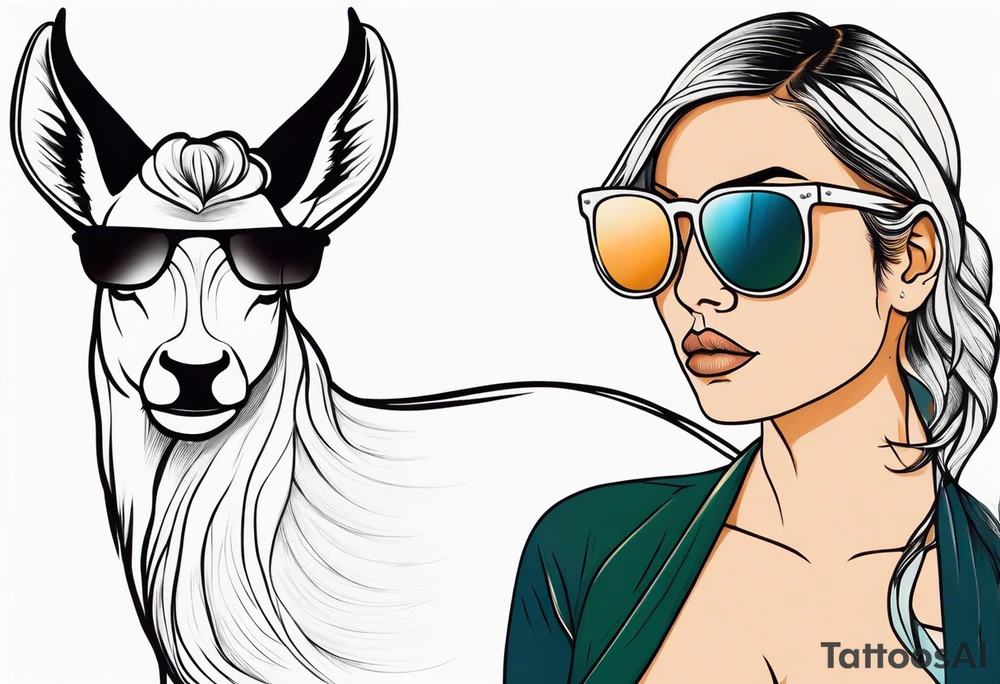 woman with big titts and a capricorn with sunglasses tattoo idea