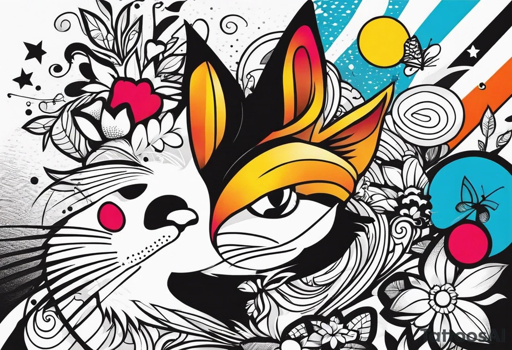 кот сидит за ноутбуком tattoo idea