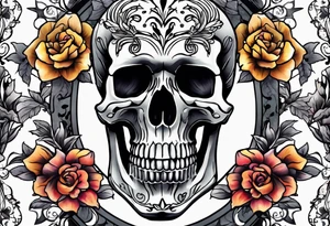 Skeletons and Flowers tattoo idea