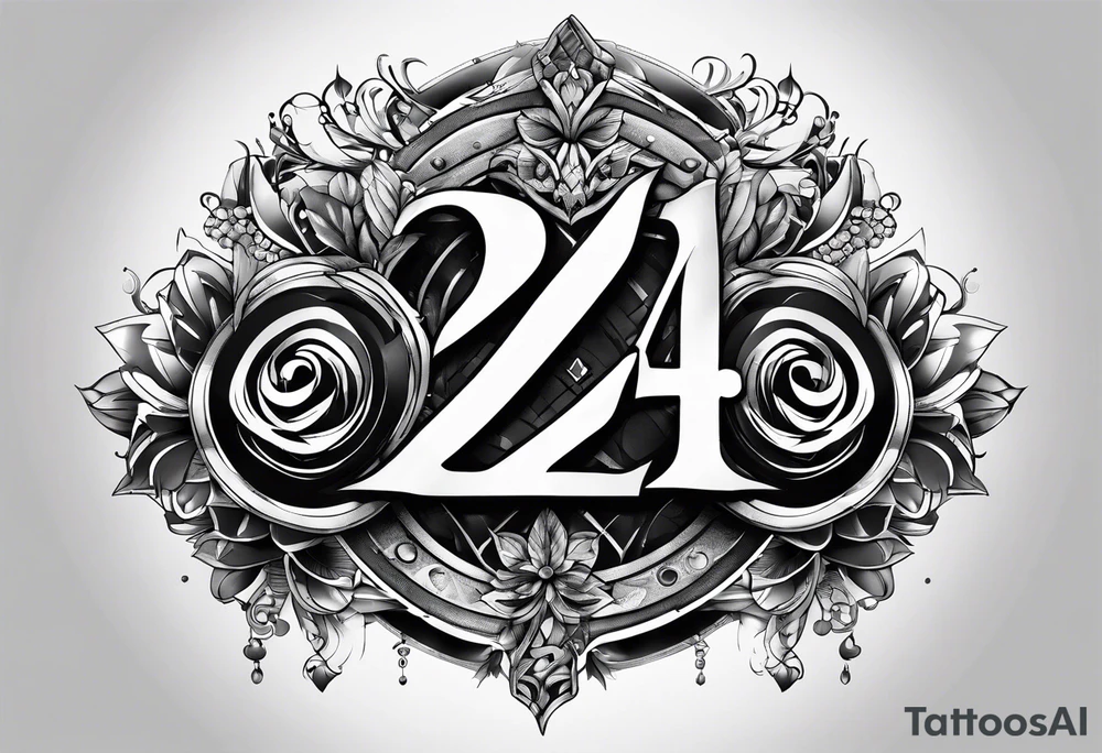 Generate tattoo designs featuring the number 24 composed entirely of tiny X's. tattoo idea