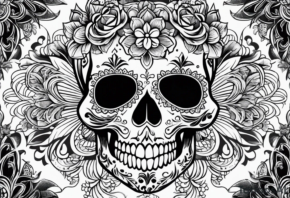 Day of the dead skull with shading tattoo idea