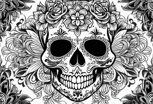 Day of the dead skull with shading tattoo idea