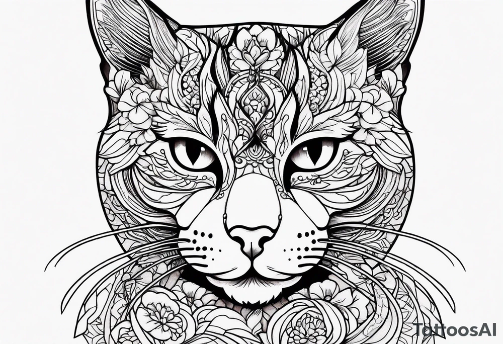 simple cat design tattoo idea
