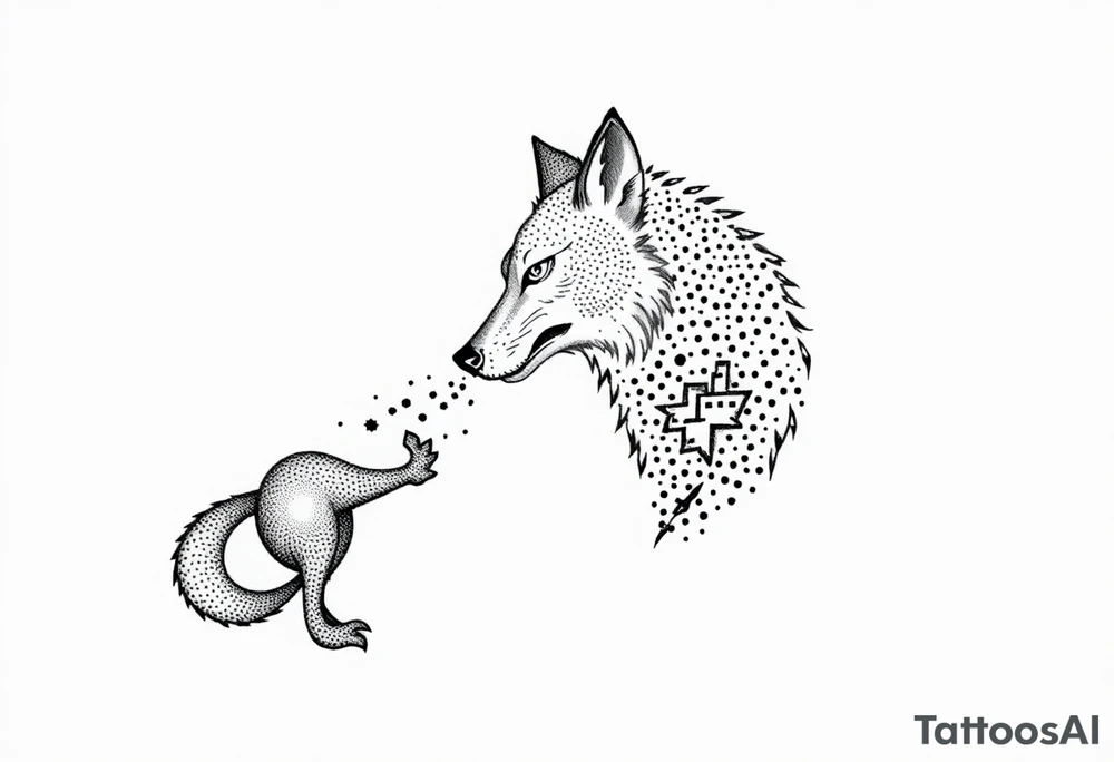Big bad wolf huffing puffing and blowing a brick house down tattoo idea