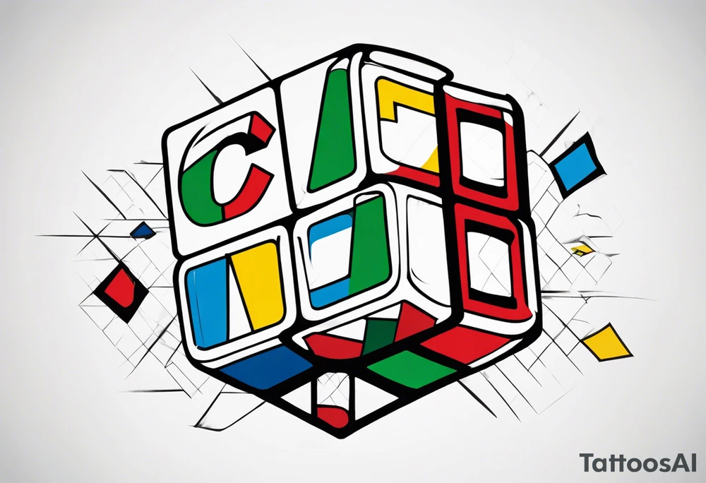 Rubiks cube where the letter "C" is visible on the front tattoo idea