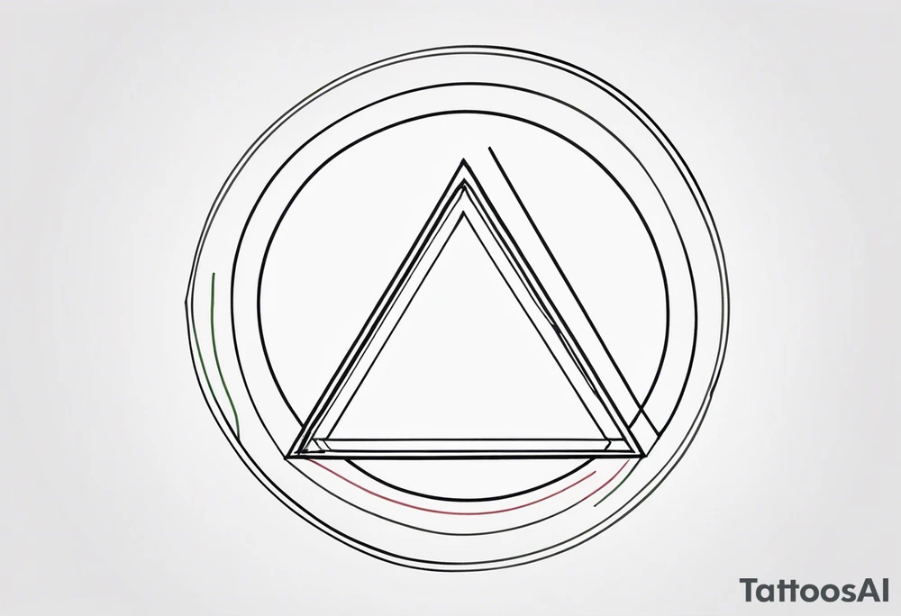 A triangle with a thicker lower side, inside a circle, very simple and minimalistic. tattoo idea